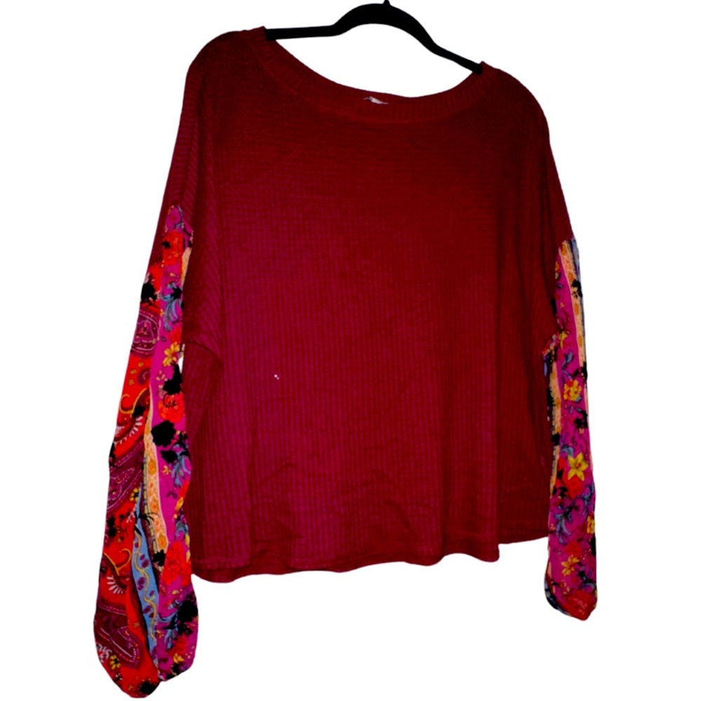Gypsy & Moondust Plus Size Jr. Boutique Boho Waffle Knit Top Sheer and Velour